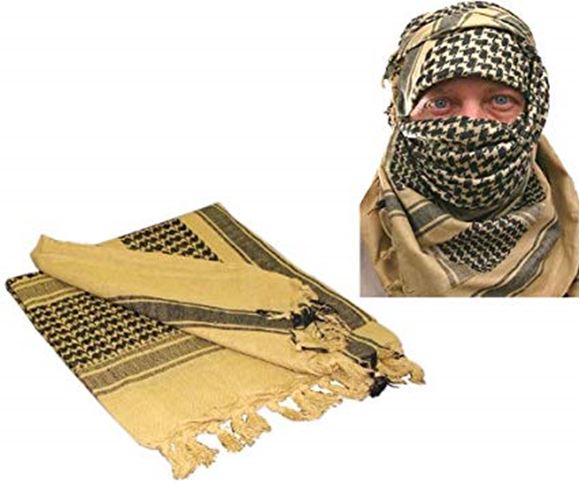 In-Namra. KHAKI/BLACK SHEMAGH SCARF